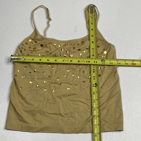 🚨 10 / $20 🚨 Body By Victoria Womens Size Medium Gold Studded Crop Tank Top - Picture 6 of 12